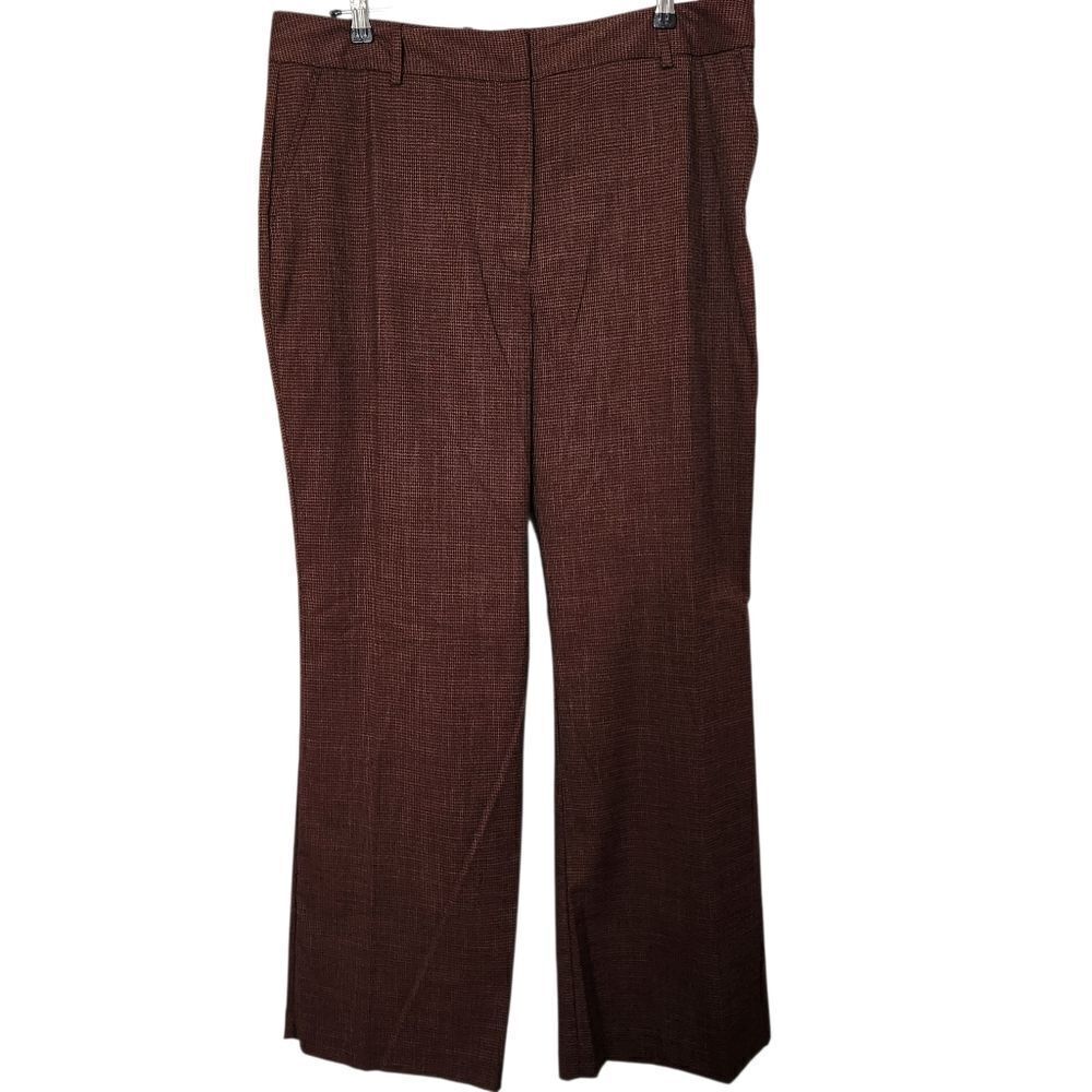 Worthington Womens Rust & Black Houndstooth Wrinkle Free Easy Care Trousers 18